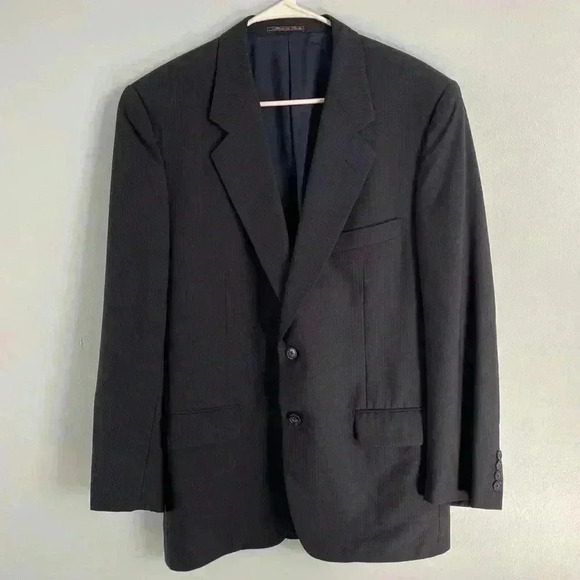 Corneliani Men's Pinstripe Virgin Wool Navy Blue Blazer Jacket Size EU 50 /US 40 - Picture 1 of 13